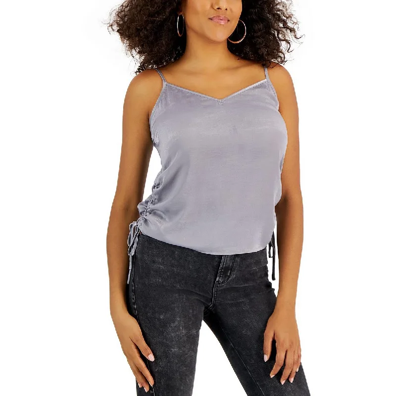 Kingston Grey Womens Juniors Satin Ruched Tank Top