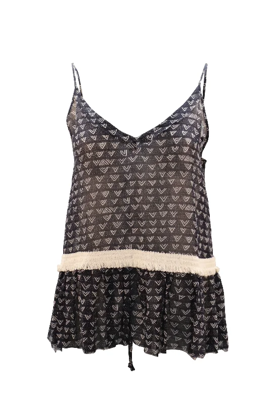 Lemlem Tribal Print Tank Top in Black Cotton