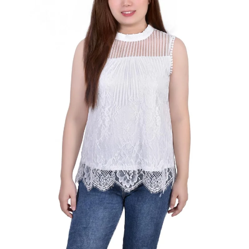 NY Collection Womens Petites Lace Tank Top Blouse