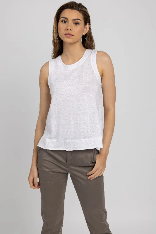 Relaxed Linen Tank in White