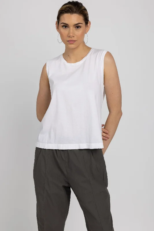 Round Neck Tank Top in White