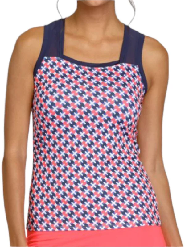 Rumary Racerback Tank Top In Pink/navy