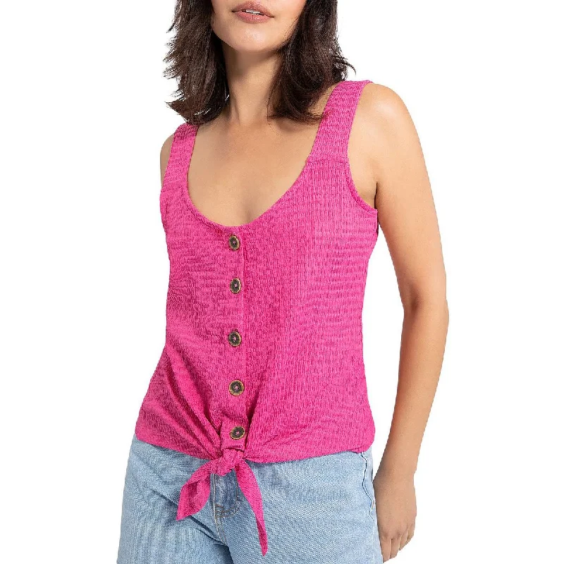 Sanctuary Womens Golden Hour Button-Down Tie Front Tank Top