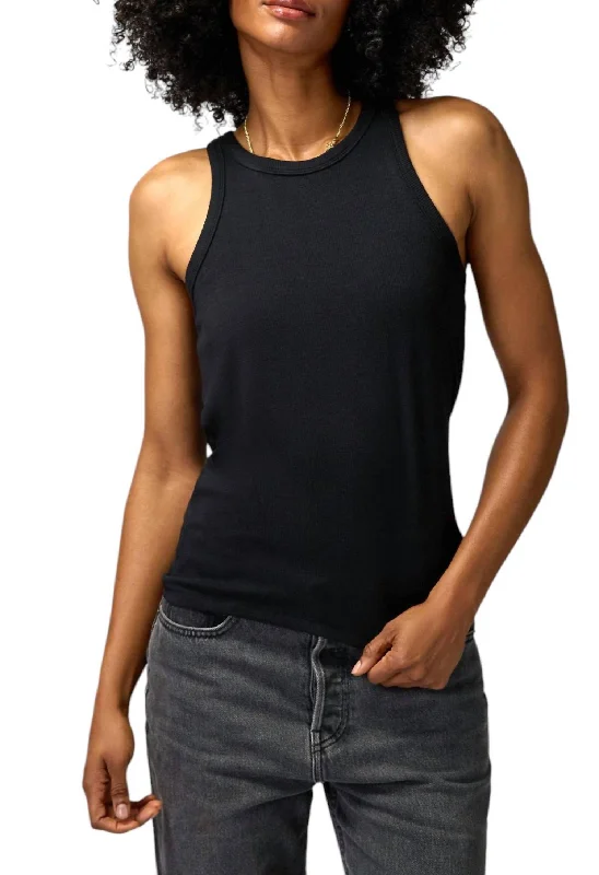 Slim Rib Tank Top In Black