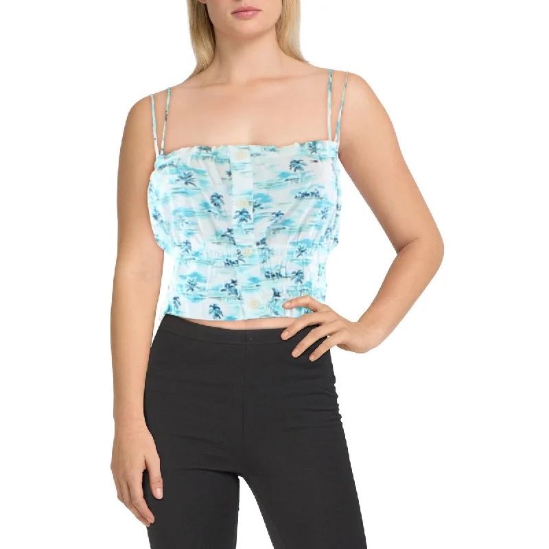 Tommy Jeans Womens Printed Smocked Tank Top