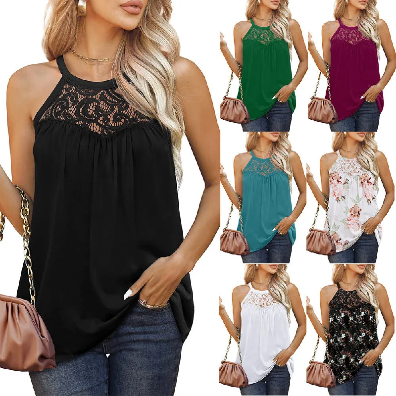 Summer Lace Halter Sleeveless Tank Tops