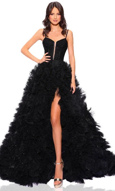 Amarra 88785 - Ruffled Ballgown with Slit