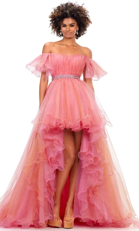 Ashley Lauren 11269 - Off Shoulder Organza High Low Gown