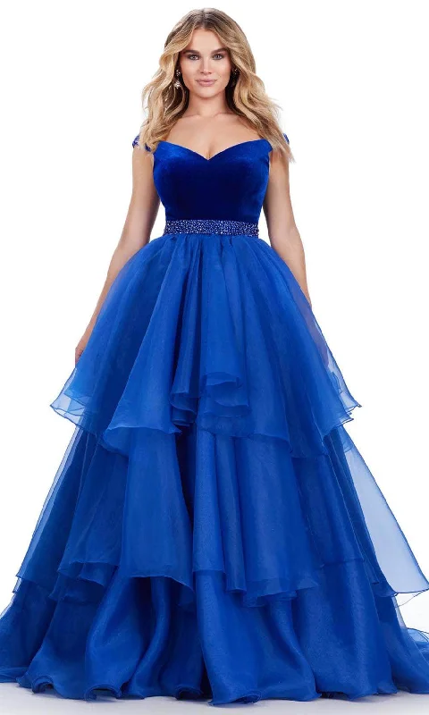 Ashley Lauren 11563 - Off-Shoulder Velvet Ballgown