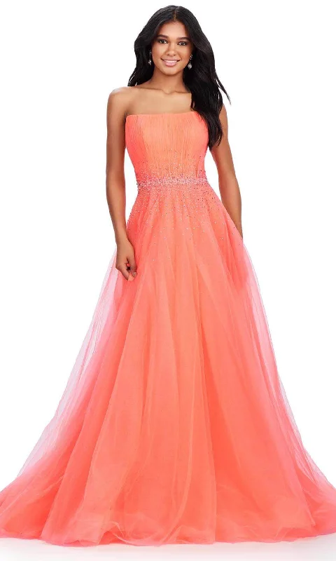 Ashley Lauren 11597 - Strapless Glitter Tulle Prom Gown