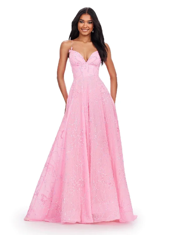 Ashley Lauren 11658 - Spaghetti Strap A-Line Evening Gown