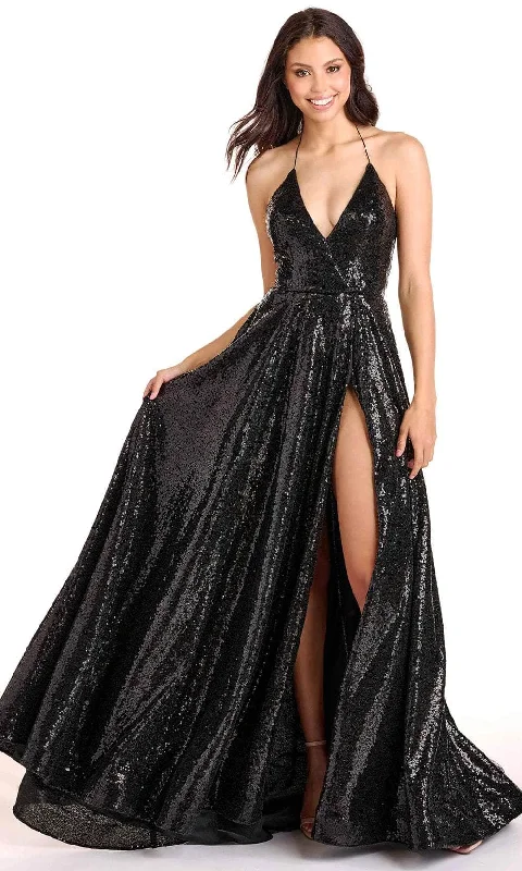 Ava Presley 27825 - Sequined Halter V-Neck Prom Gown