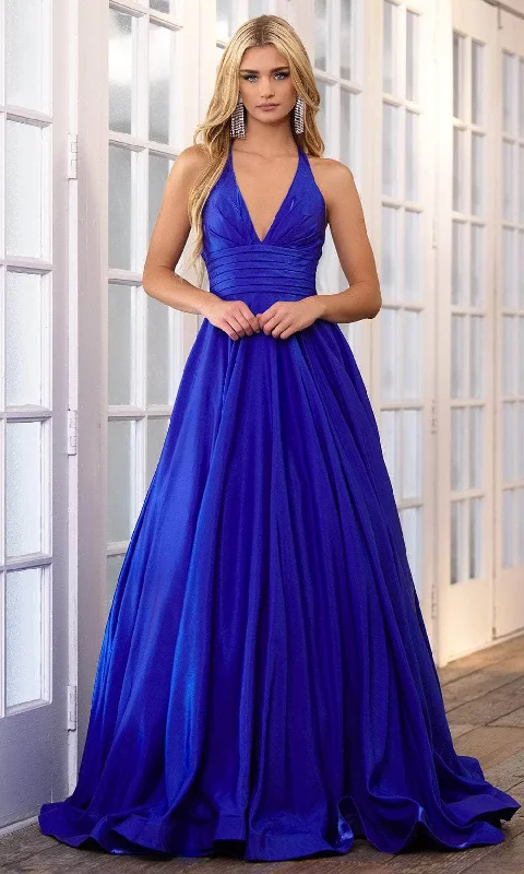 Ava Presley 39562 - V-Neck Pleated Waist Prom Gown