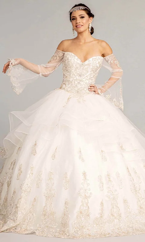 Elizabeth K GL1976 - Long Angel Sleeve Sweetheart Neck Ball Gown