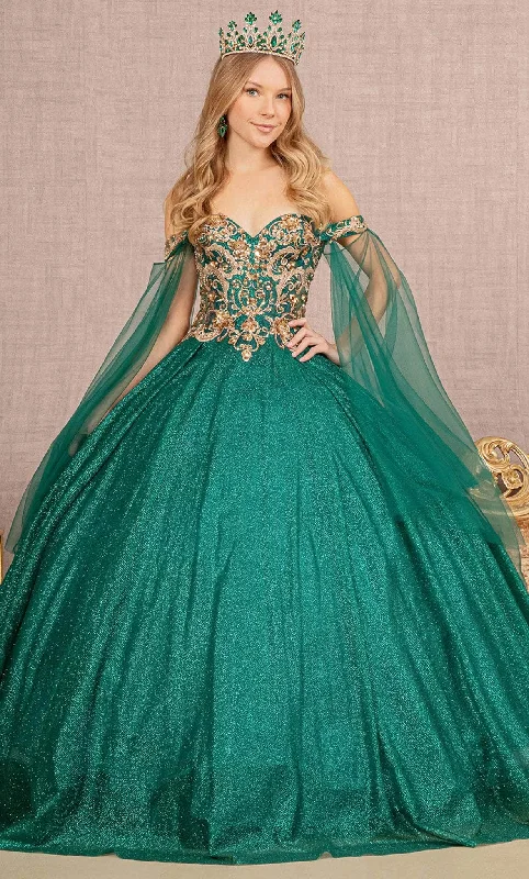 Elizabeth K GL3139 - Off-Shoulder Caped Ballgown