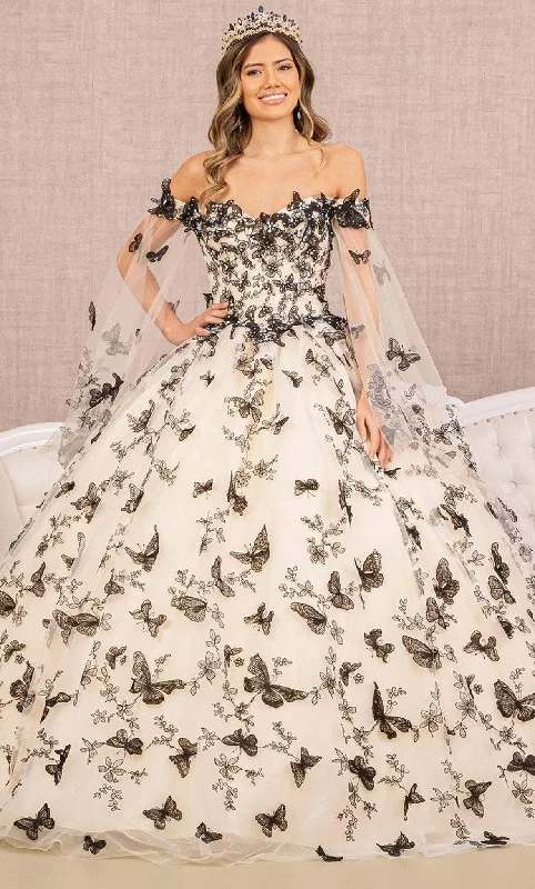 Elizabeth K GL3167 - Butterfly Motif Off Shoulder Ball Gown