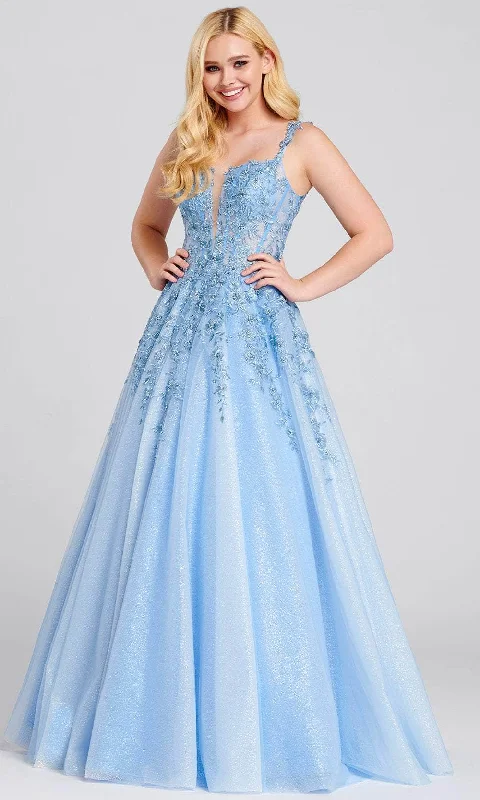 Ellie Wilde EW120014 - Applique Tulle A-Line Prom Dress