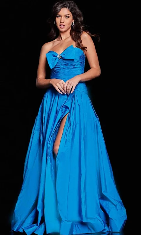 Jovani 37066 - Shirred Bow Detail Evening Dress