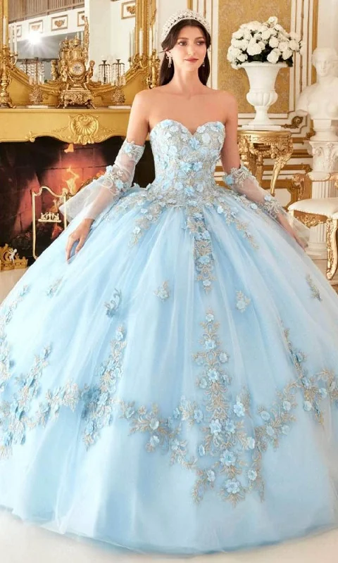 Ladivine 15714 - Strapless Floral Applique Ballgown