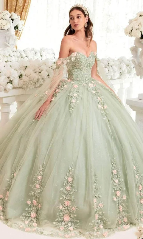 Ladivine 15716 - Sweetheart Neck Floral Detailed Ballgown