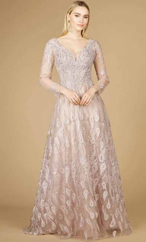 Lara Dresses 29212 - Long Sleeve V-Neck Ballgown