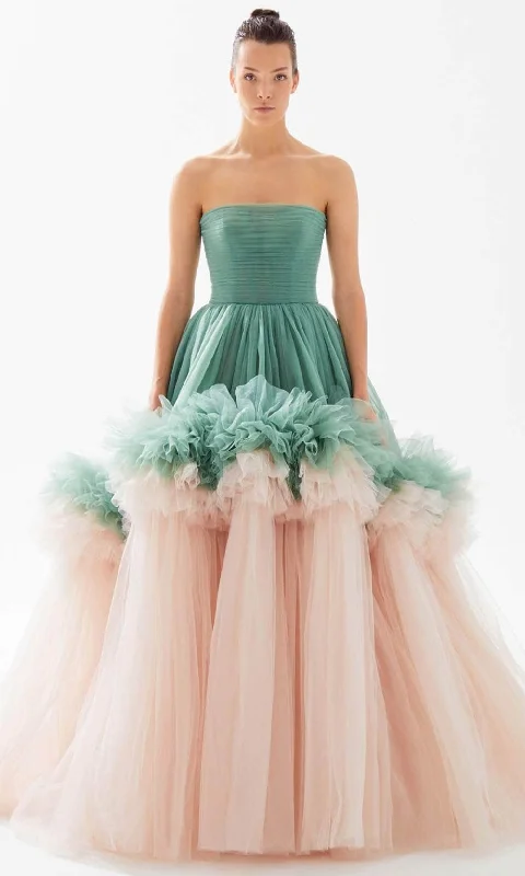 Tarik Ediz 98264 - Straples Ruffle Tier Ballgown